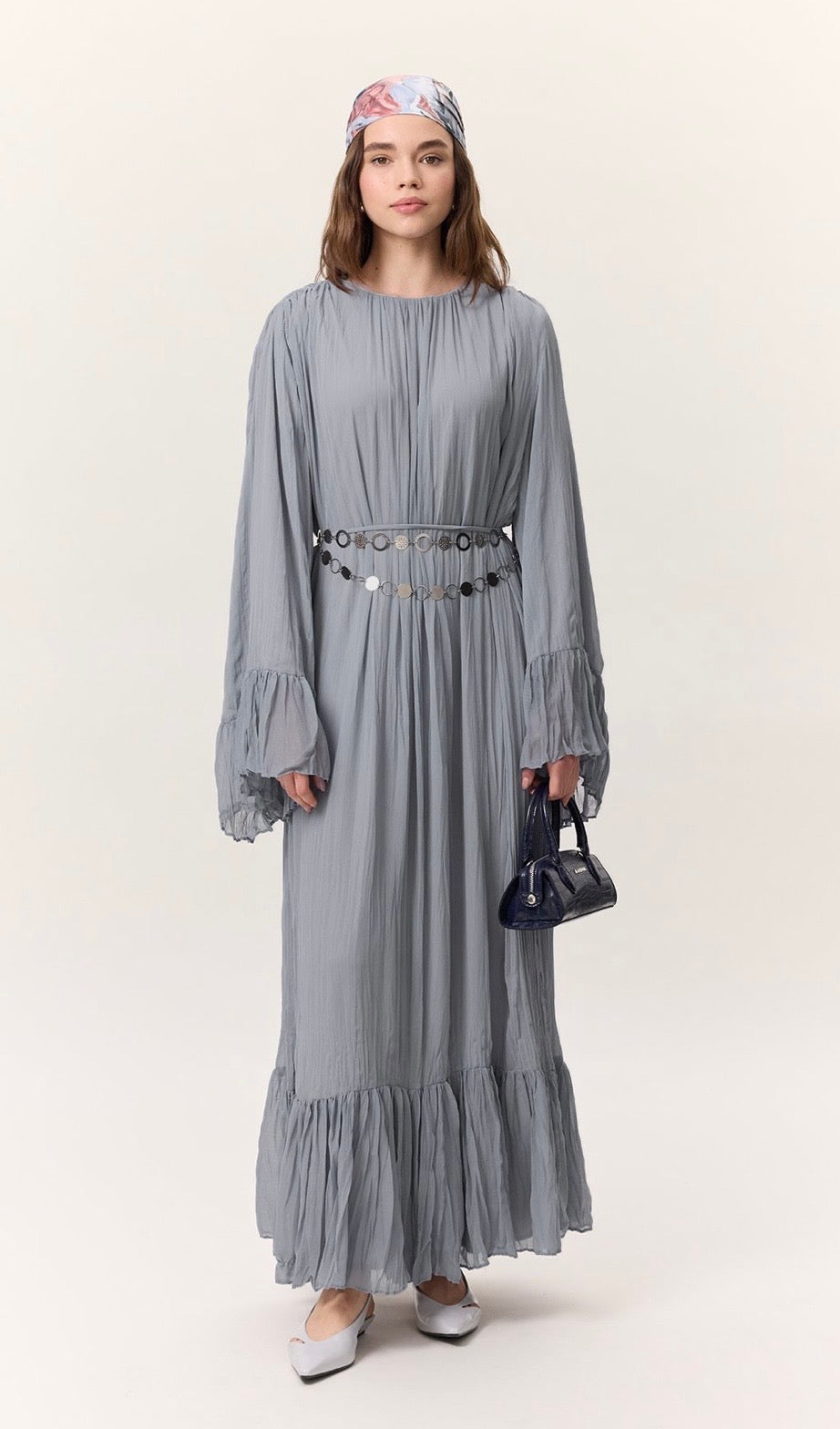 MANUKA - Crush Plissee Kleid Blau
