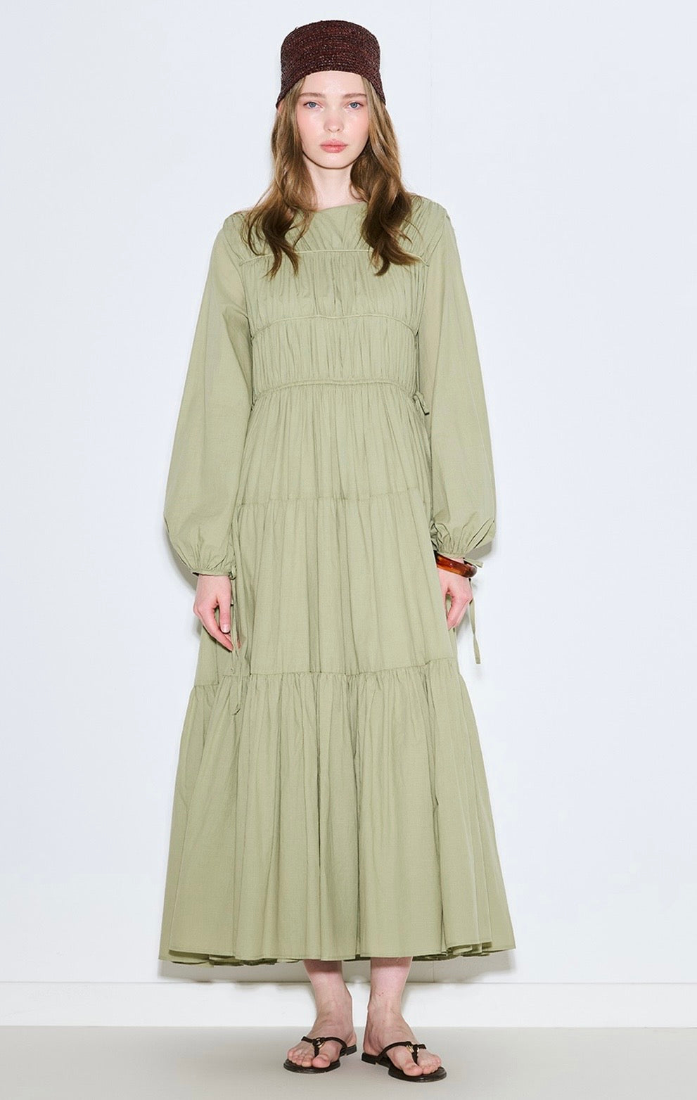MANUKA - Kleid mit Raffungen Matcha