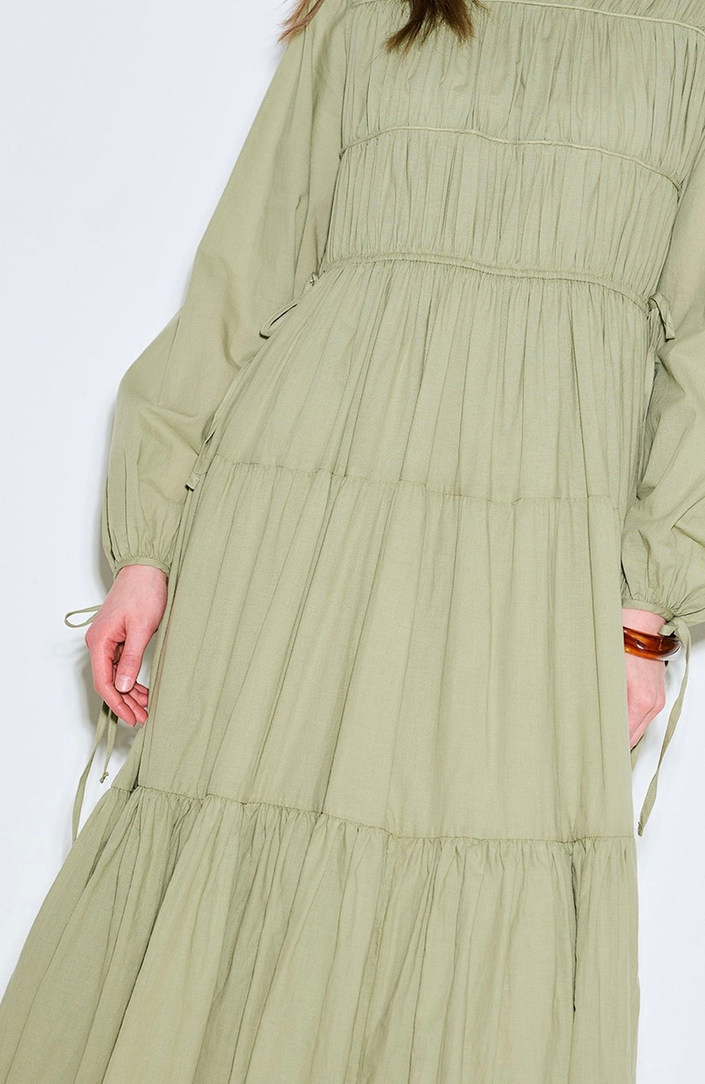 MANUKA - Kleid mit Raffungen Matcha