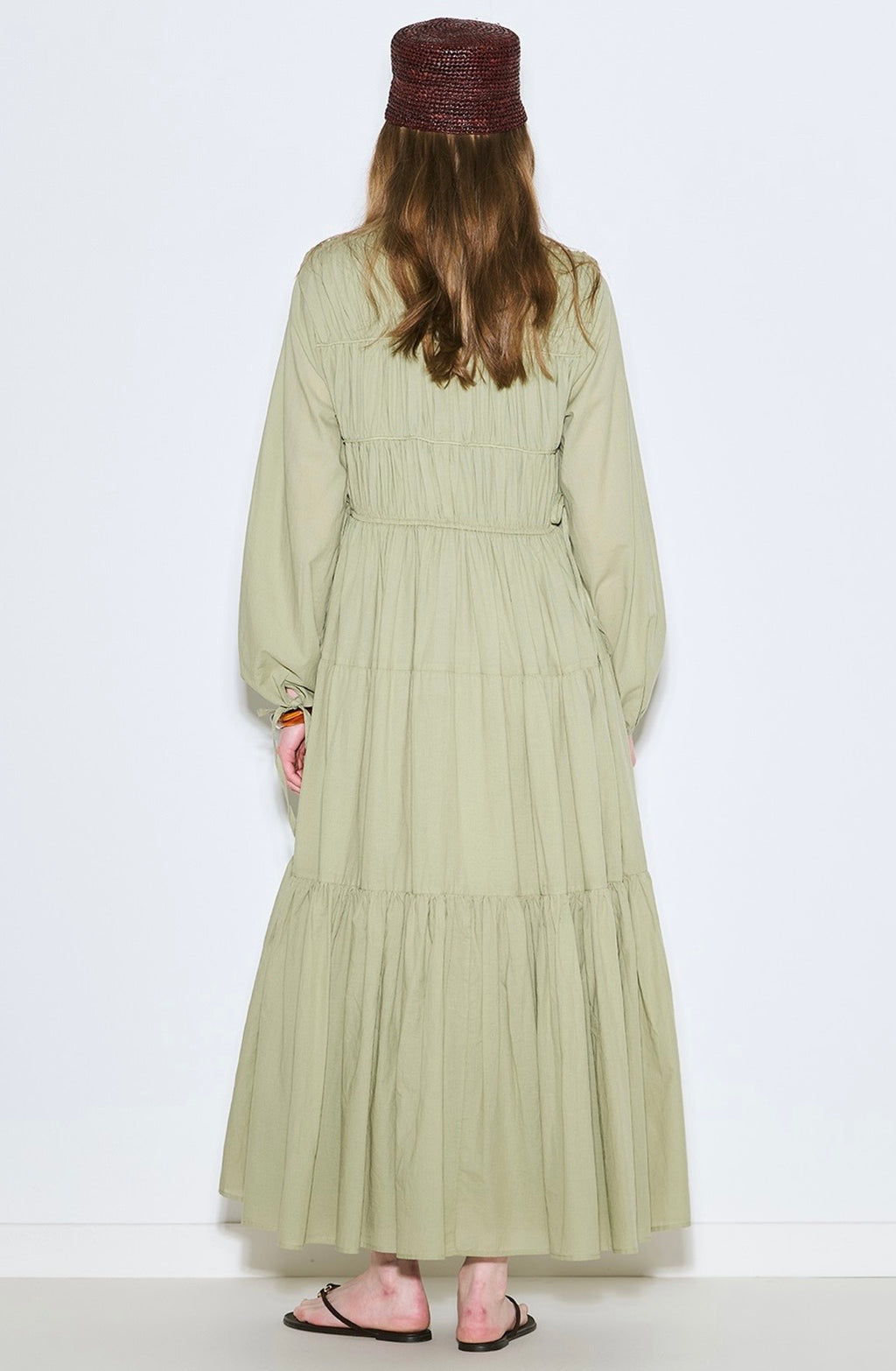 MANUKA - Kleid mit Raffungen Matcha