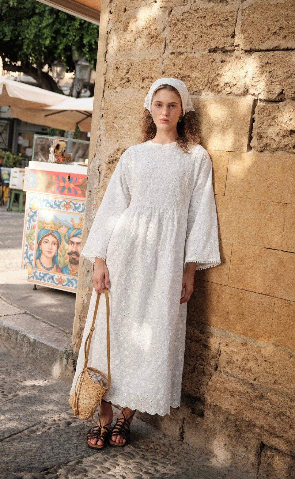 MANUKA - Kleid mit Stickerei Ecru