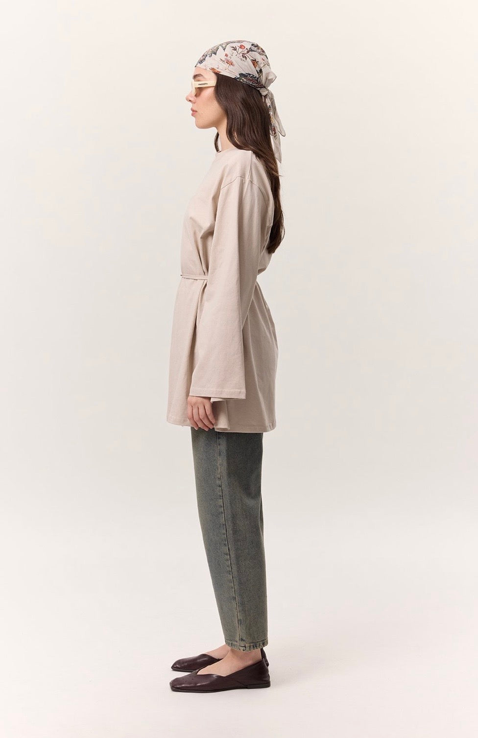 MANUKA - Oversize Shirt mit Bindegürtel Sand