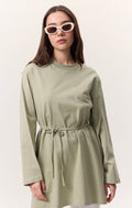 MANUKA - Oversize Shirt mit Bindegürtel Matcha