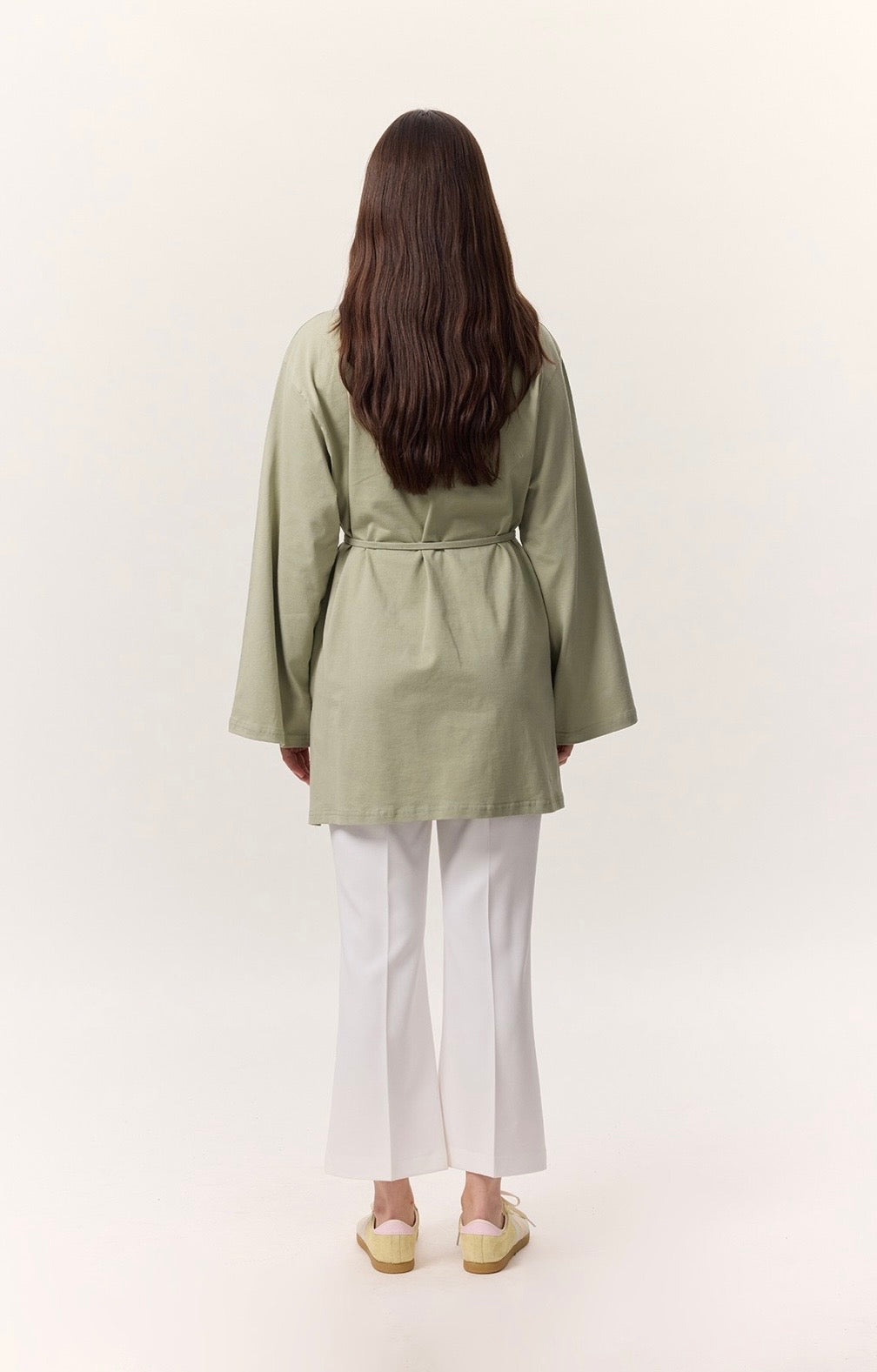 MANUKA - Oversize Shirt mit Bindegürtel Matcha