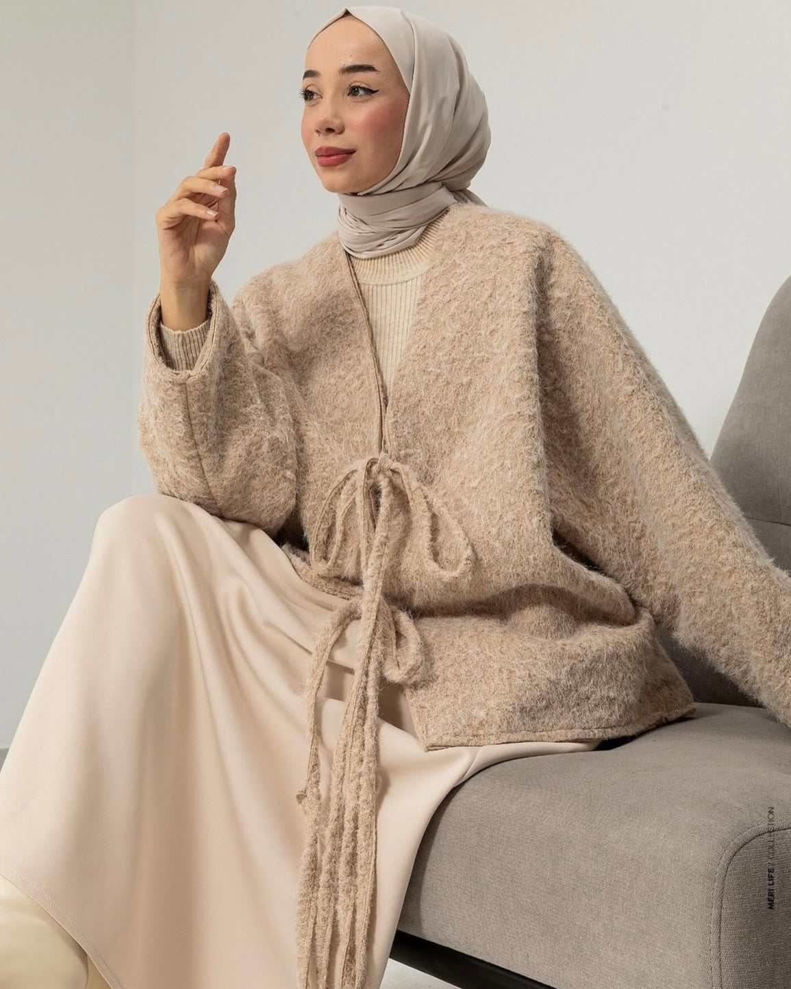 Flauschige Übergangsjacke - Beige