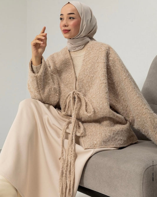 Flauschige Übergangsjacke - Beige