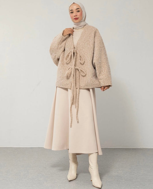 Flauschige Übergangsjacke - Beige