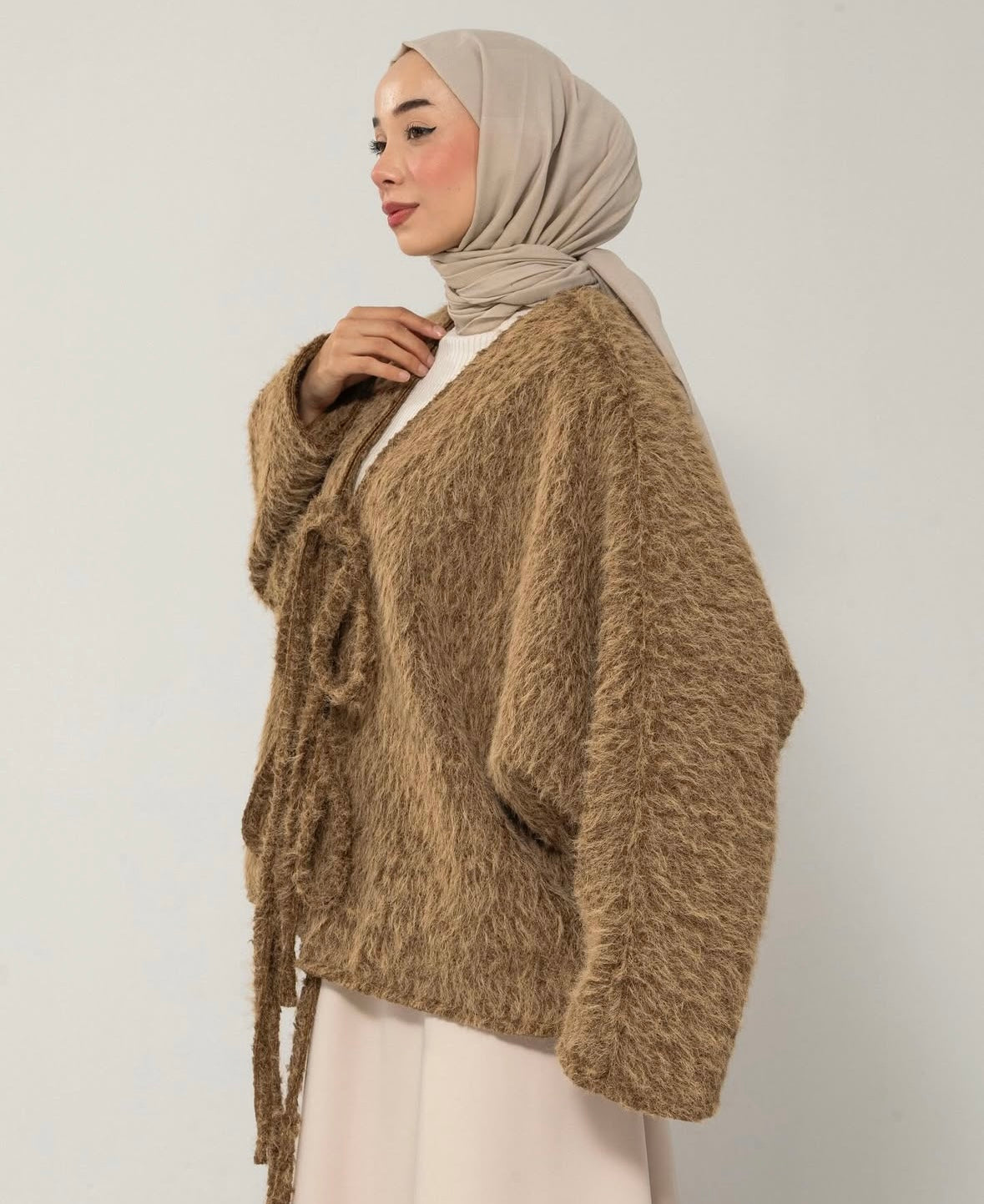 Flauschige Übergangsjacke - Olive Braun