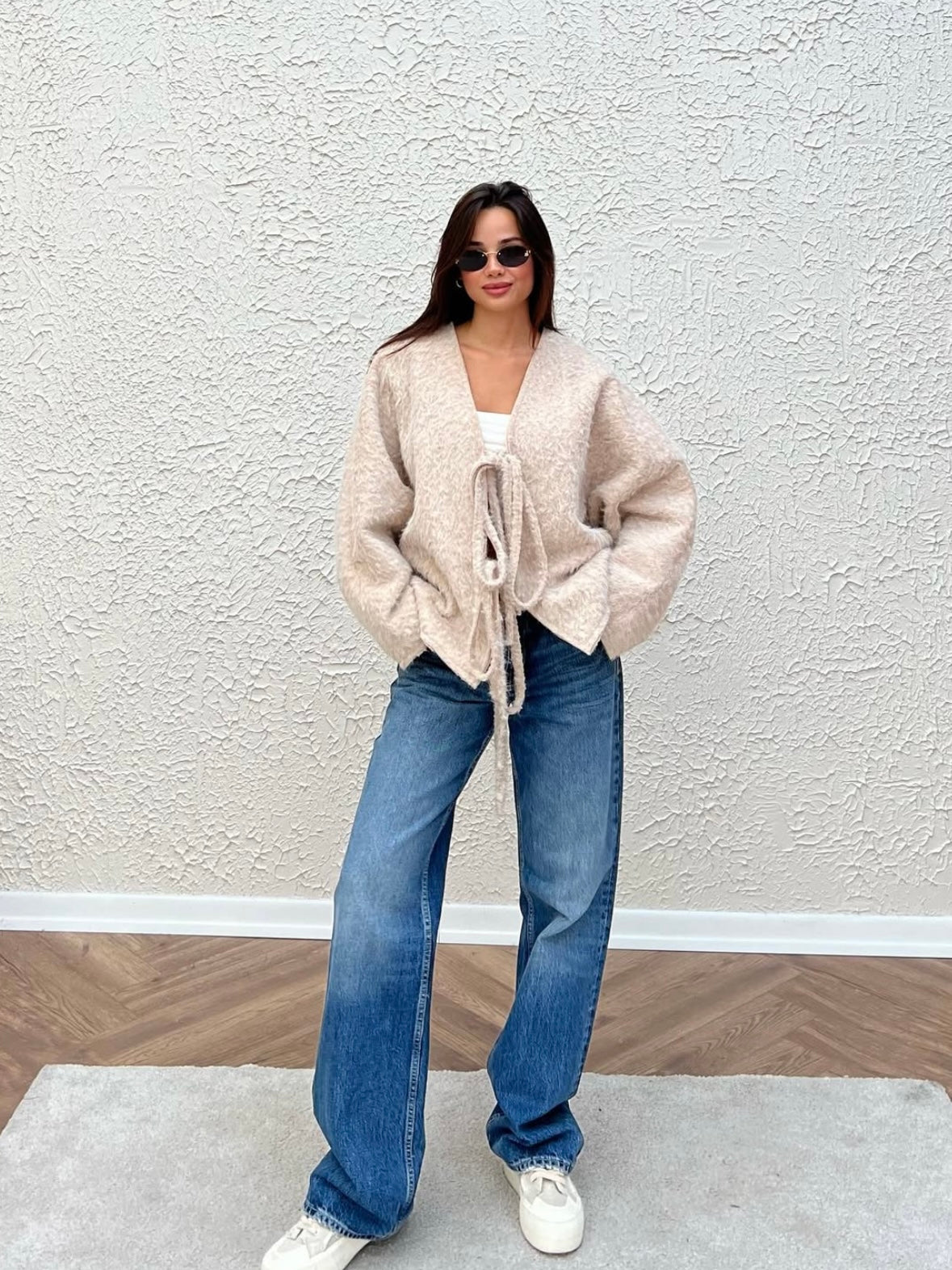 Flauschige Übergangsjacke - Beige