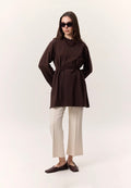 MANUKA - Oversize Shirt mit Bindegürtel Dunkelbraun