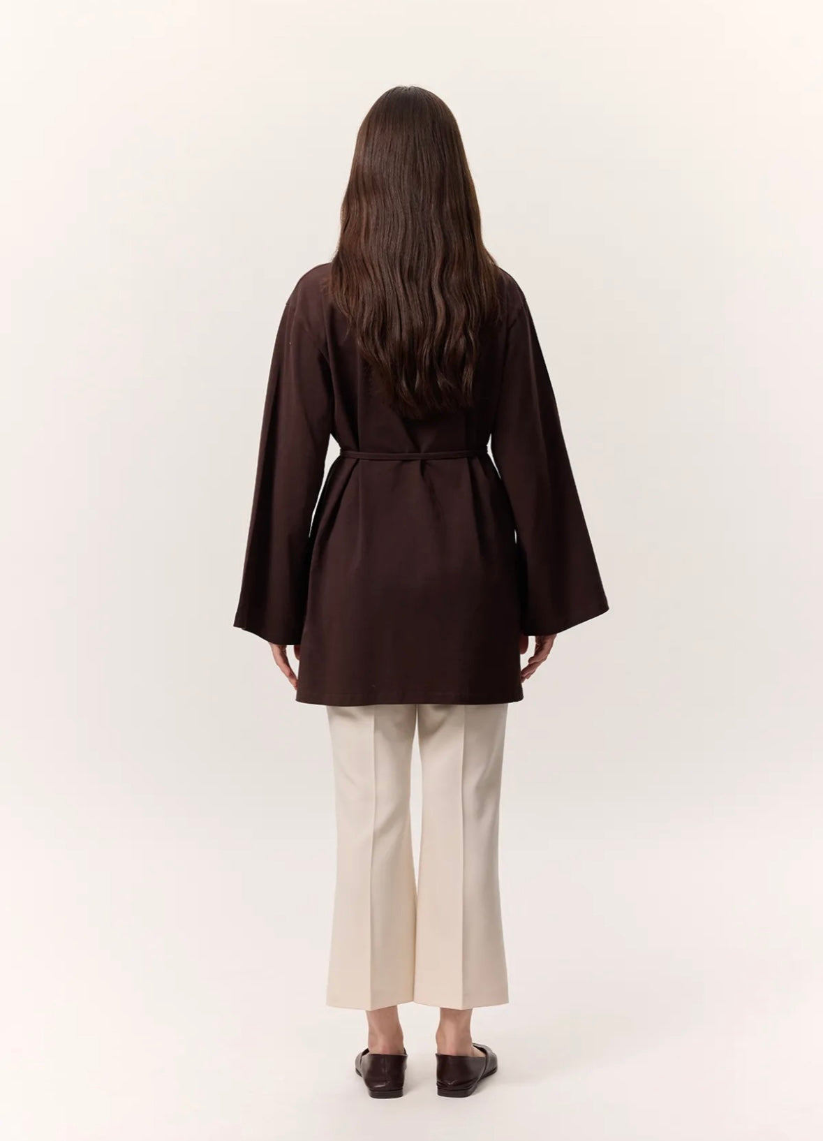 MANUKA - Oversize Shirt mit Bindegürtel Dunkelbraun