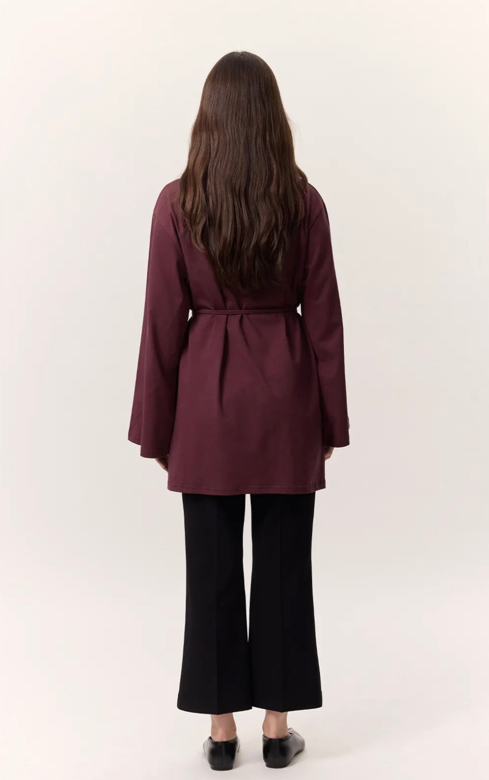 MANUKA - Oversize Shirt mit Bindegürtel Bordo