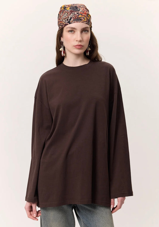 MANUKA - Oversize Shirt Dunkelbraun
