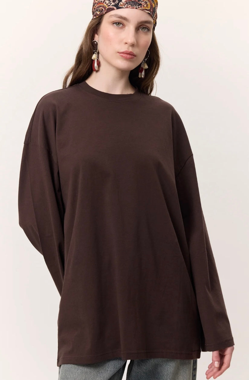 MANUKA - Oversize Shirt Dunkelbraun
