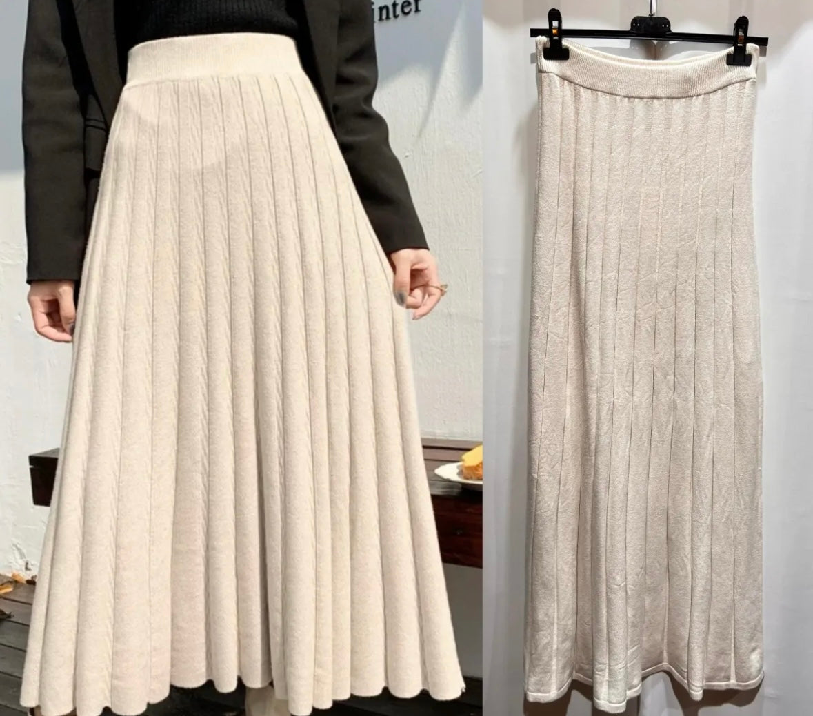 Plissee Rock - Beige